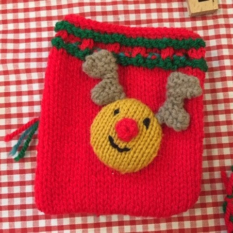 Knitted Rudolph Christmas Goody Bag